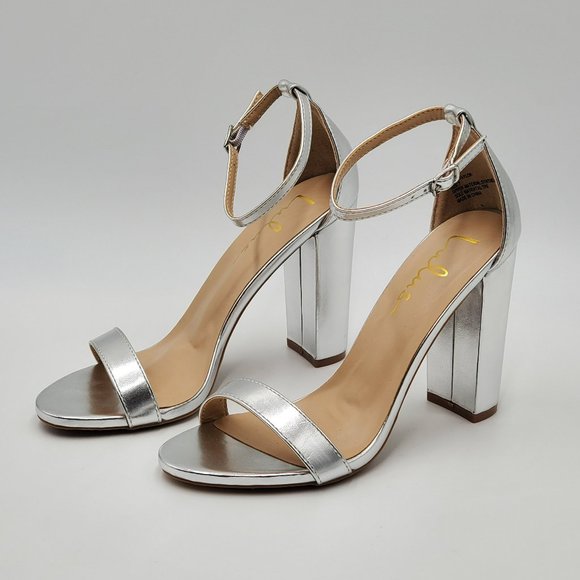 Lulu's Silver Ankle Strap Block Heels - Picture 3 of 16